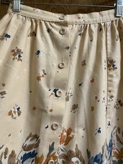 Vintage St. Michael UK Cotton Flow Skirt Cream Multicolor Floral Button 25in