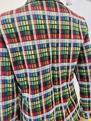 VTG 70s JC Penney Fashions Button Up Poly Tartan Plaid Shirt Top Wide Lapel M**