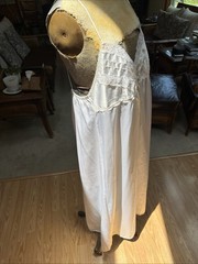 Vintage Christian Dior White Nylon & Lace Maxi Nightgown – Size 2X!