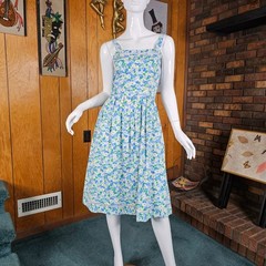 Vtg 60s 70s Lanz Daisy Chain Floral Hippie Garden Party Sun Full Skirt Dress S