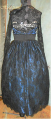 Gown Victorian vintage 80s 50s style Masquerade midnight blue black lace