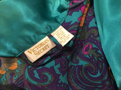 Vtg Victoria’s Secret Purple Teal Floral Satin Robe One Size S M L