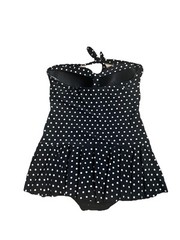 Swimsuit VTG 70s Rose Marie Reid Black With White Polka Dots One Piece Sz XL