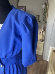 Vintage Stuart Alan Petites double breasted secretary blue women’s dress 6P