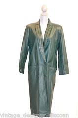 Global Identity trench G-III Long green soft Leather Coat oversize S VTG jacket