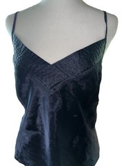 Vtg Lane Bryant Camisole Second Skin Satin Tank Top Pleats Navy Blue 22 24 3X