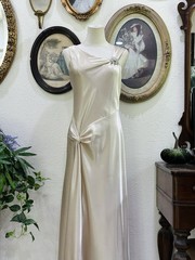 Vintage 1990s Champagne Bias Cut Bridal Gown | J.R. Nites by Caliendro
