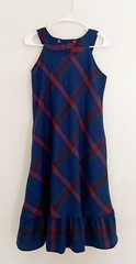 Vtg BETSY’S THINGS Wool Jumper Dress XS Blue Pink Green w/Pockets Academia
