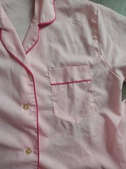 Vtg 70s Sears Pink Pajama Set Permanent Press Piping Coquette Sleepwear Size 38