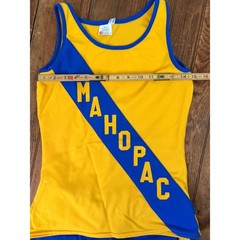 Vintage 1970s Mahopac track gym uniform Blue & Yellow Tank and Shorts Set
