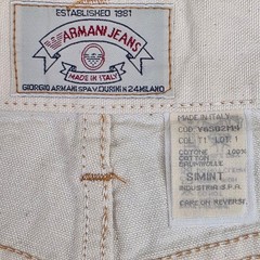 RARE Vintage 90s Armani Jeans Shorts Womens 32 High Waisted Cream Denim