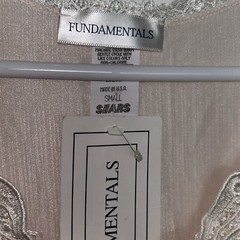 Sears Small NEW Fundamentals Thin Nylon Light Peach Flower/Lace, Nightgown, NWT