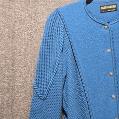 Vintage Womens Geiger Wool Austria 70s 80s Cardigan Coat Jacket 44 Hippy Surf