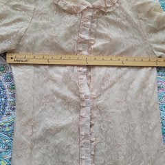 Vtg Odette Barsa Peignoir Robe Pink Floral Lace Victorian Edwardian Ruffle FLAWS