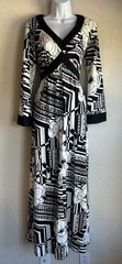 Vintage 70s 100 Parkhouse Maxi Dress 12 Mod Bohemian Floral Monochrome Encron