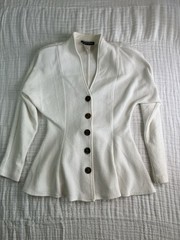Vintage All that Jazz Skirt White Yellow 2pc Skirt Suit Sz 13/14 Stretch Waffle