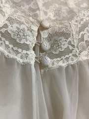 VTG Vanity Fair 60s Ivory Tricot Nylon Lace Chiffon Nightgown Peignoir Set Sz 34