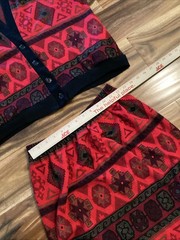 Vintage Graff Californiawear Pattern Red Black Sweater Material Size S/M