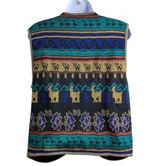 VTG 80s Melrose Knits By Christian De Castelnau Aztec Vest Skirt Set Size S/M