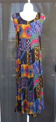 VTG 1980s ANU GAUZY ABSTRACT BOHO HIPPIE ETHNIC PEASANT DRESS SIZE LG TIE BELTS