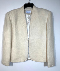 Vintage Lombardi Classic Mohair Wool Lined Blazer Jacket Sz 10/12 Cream