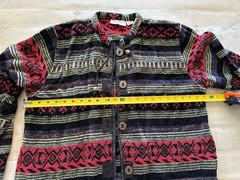 VINTAGE 90s Flashback Cotton Aztec Boho Button Sweater Jacket Size M Womens