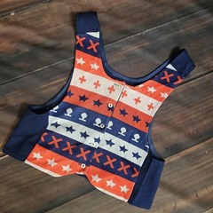 Vintage 1970s Vest Top Sleeveless Button Front Red White Blue Americana