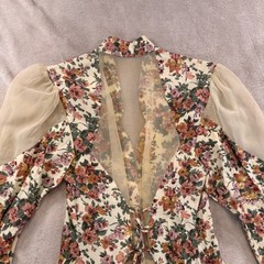 Vintage 80’s Floral Cottagecore Prairie Skirt Top Set Puff Romantic Fairy Sz 5