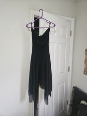 Vintage y2k Papaya Beaded Assymetrical Sheer Formal Party Dress Black Size M