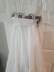 Vintage Western Collection Styles White Wedding Style Dress Petite W/ Belt NOS