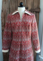 Vintage 70s NPC Fashions Dress 1/2 Half Zip Long Sleeve Mod Boho Womens USA *A