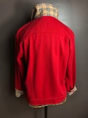 Vintage Needle & Thread Red Jacket With Burberry Plaid Design Size M