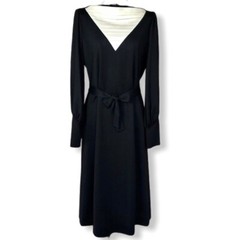 Vintage Kevin Stuart Petites Tie Waist Dress Black Size Medium Petite