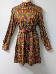 Vintage 60’s Miss Rita California MOD Gogo Mini Dress Psychedelic Mock Neck M