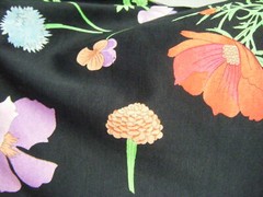 LEONARD PARIS Vtg 70s Black Green Lilac Floral Top & Skirt-Bust 34/Waist 26/XS