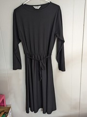 Vintage BLAIR Warren PA plain black long sleeve dress M/L see measurements