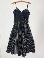 Vintage Vera Mont Black and White Polka Dot Dress Ruffle Rockabilly