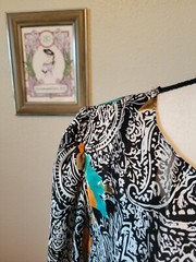 Vintage 2 Piece Black Slip Dress & Multicolor Floral Top By David Rose, Sz 20.5