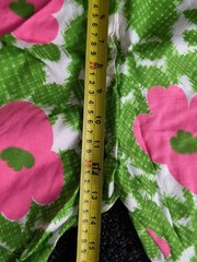 Vtg Made in Hawaii Hawaiian Bright Green Pink Flowers 2pc Set Playsuit 70s L/XL