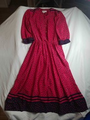 Vintage Toni Todd Maxi Dress Womens Size 14 Red Leaf Print Half Sleeves Boho
