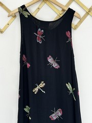 Vintage New Options Butterfly Dragonfly Maxi Dress Jacket Beaded Sequin Medium