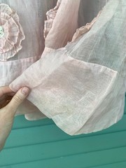 Antique 1920s Pink Cotton Organdy Dress Rosettes Gown Size Small/Medium