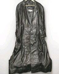 Avanti Vtg. Trench Coat Insulated Women M Black Leather Two Button Front Pockets