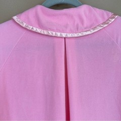 Vintage Komar Pink Butterfly Accent Robe Small Satin Trim Peter Pan Collar 1960s