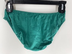 Vintage LIQUID Wet-Look Foil SATIN Green Lace Second Skin Bikini PANTY M/6