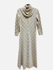 VTG 1970s Dress Jane Justin Don Sophisticates Metallic Diamond Print Boho Glam