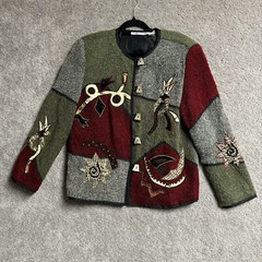 Vintage 80s 90s Womens Lined Jacket Medium Avant-Garde Art to Wear Patchwork