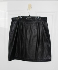Vintage Wilson Genuine Black leather Vest with zipper and mini skirt size 12