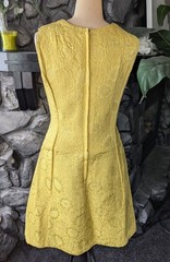 Vtg Krist San Francisco 60s Yellow Brocade Sheath Cocktail Dress Sprting Summer