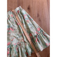 Vintage JCPenney Fashions Floral Button Front Ruffle Midi Skirt XS size 26